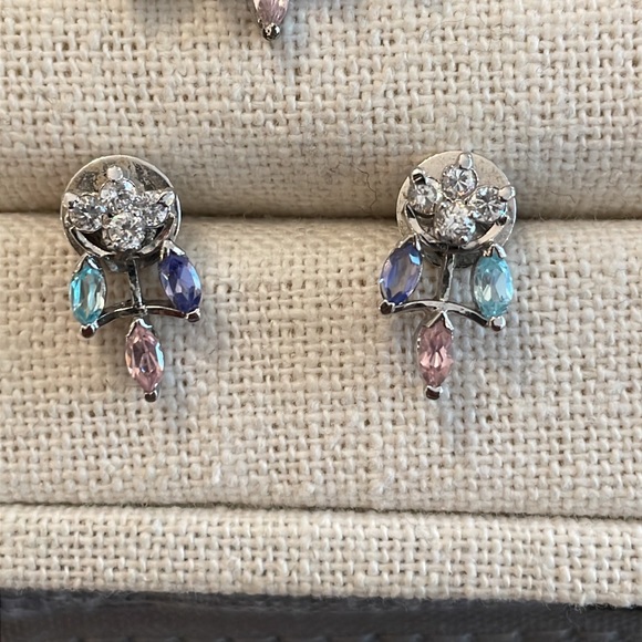 Multi colour stone pendant and earring set - Picture 3 of 6